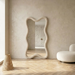 CloudCurve Bouclé Full-Length Floor Mirror
