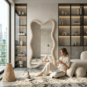 CloudCurve Bouclé Full-Length Floor Mirror