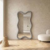 CloudCurve Bouclé Full-Length Floor Mirror