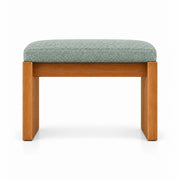 Addelino Wooden Frame Pedicure Footrest, its sage mist green fabric top set above a broad wooden apron with a warm wood base.