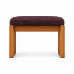 Addelino Wooden Frame Pedicure Footrest: deep plum brown fabric cushioning, panel-style wooden legs and a warm wood base.