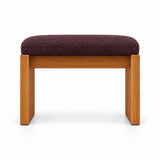 Addelino Wooden Frame Pedicure Footrest: deep plum brown fabric cushioning, panel-style wooden legs and a warm wood base.