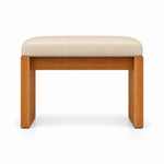 Addelino Wooden Frame Pedicure Footrest pairs a cream beige leather top with a broad wooden apron and a warm wood base.