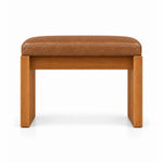 Addelino Wooden Frame Pedicure Footrest in tan brown leather, with panel-style wooden legs and a broad wooden apron.