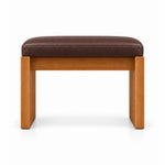 Addelino Wooden Frame Pedicure Footrest with brown leather upholstery and panel-style wooden legs, shown against white.