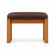 Addelino Wooden Frame Pedicure Footrest with brown leather upholstery and panel-style wooden legs, shown against white.