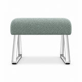 Anoltina Pedicure Footrest combines sage mist green fabric padding with an unobstructed underside and polished metal legs.