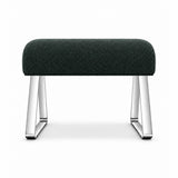 Anoltina Pedicure Footrest upholstered in dark green fabric, with angled sled-style supports and polished metal legs.