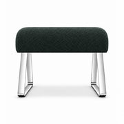 Anoltina Pedicure Footrest upholstered in dark green fabric, with angled sled-style supports and polished metal legs.