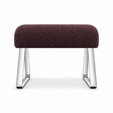 Anoltina Pedicure Footrest has a deep plum brown fabric cushion over an unobstructed underside, with polished metal legs.