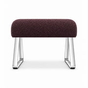 Anoltina Pedicure Footrest has a deep plum brown fabric cushion over an unobstructed underside, with polished metal legs.