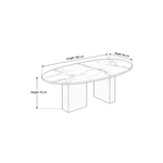 Arvizta Marble Top 6-Seater Dining Table dimension guide showing 180 L x 95 W x 75 H cm for dining room layout planning.