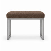 Bencivola Pedicure Footrest has a mocha taupe fabric cushion over a slim metal frame, with rectangular metal end supports.