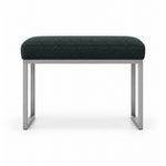 Dark green fabric cushioning on the Bencivola Pedicure Footrest, with a slim metal frame plus rectangular metal end supports.