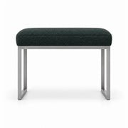 Dark green fabric cushioning on the Bencivola Pedicure Footrest, with a slim metal frame plus rectangular metal end supports.