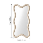 CloudCurve Bouclé Full-Length Floor Mirror dimension guide showing 80 cm wide and 200 cm high for bedroom layout planning.