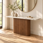 Alternate product view of Concolira Marble Console Table, featuring fluted pedestal base for a modern entryway interior.