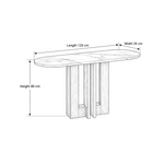 Elsigmita Marble Console Table size guide lists 120 cm long, 35 cm wide, and 80 cm high to help plan fit in the entryway.