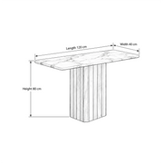 Gionilora Marble Console Table size guide lists 120 cm long, 40 cm wide, and 80 cm high to help plan fit in the entryway.