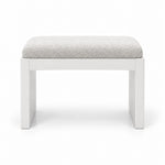 Harteslo Pedicure Footrest combines ivory white fabric padding with straight white end supports and a white panel base.