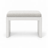 Harteslo Pedicure Footrest combines ivory white fabric padding with straight white end supports and a white panel base.