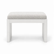 Harteslo Pedicure Footrest combines ivory white fabric padding with straight white end supports and a white panel base.