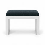 Harteslo Pedicure Footrest displays a dark green fabric finish, a white panel base and straight white end supports.