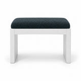 Harteslo Pedicure Footrest displays a dark green fabric finish, a white panel base and straight white end supports.