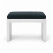 Harteslo Pedicure Footrest displays a dark green fabric finish, a white panel base and straight white end supports.