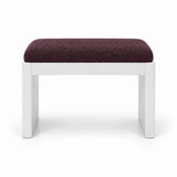 Harteslo Pedicure Footrest, its deep plum brown fabric top set above straight white end supports with a white panel base.