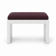 Harteslo Pedicure Footrest, its deep plum brown fabric top set above straight white end supports with a white panel base.