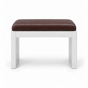 Brown leather cushioning on the Harteslo Pedicure Footrest, with a white panel base plus straight white end supports.