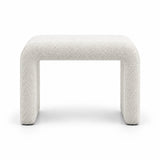 Hoksala Upholstered Pedicure Footrest: ivory white fabric cushioning, a continuous padded frame and rounded padded corners.