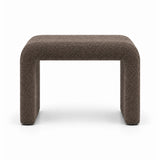 Mocha taupe fabric covers the padded top of the Hoksala Upholstered Pedicure Footrest, paired with rounded padded corners.