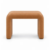 Hoksala Upholstered Pedicure Footrest in caramel tan leather, with rounded padded corners and fully upholstered end supports.