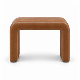 Hoksala Upholstered Pedicure Footrest: tan brown leather cushioning, rounded padded corners and a continuous padded frame.