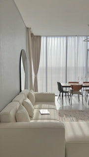 Aysun Off White Boucle Modular Sofa with Ottoman