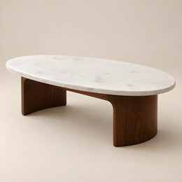 Isshomina White Marble Coffee Table