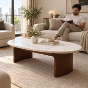 Isshomina White Marble Coffee Table
