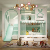 Princess Kids's Bunk Bed with Slide & Storage Drawers