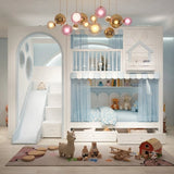 Princess Kids's Bunk Bed with Slide & Storage Drawers