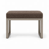 Lupendri Pedicure Footrest, its mocha taupe fabric top set above a taupe metal frame with square-profile metal supports.