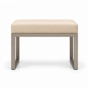 Lupendri Pedicure Footrest displays a cream beige leather finish, square-profile metal supports and a taupe metal frame.