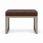 Lupendri Pedicure Footrest has a brown leather cushion over open sled-style legs, with square-profile metal supports.