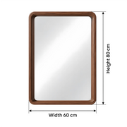 Dimensions for Rounded Rectangle Wall Mirror: 60 cm wide and 80 cm high, supporting accurate home interior layout planning.