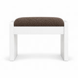 Mocha taupe fabric cushioning on the Selandiso Pedicure Footrest, with slab-style white legs plus a broad white apron.