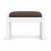 Mocha taupe fabric cushioning on the Selandiso Pedicure Footrest, with slab-style white legs plus a broad white apron.