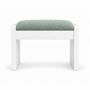 Selandiso Pedicure Footrest has a sage mist green fabric cushion over slab-style white legs, with a broad white apron.
