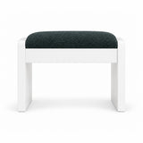 Selandiso Pedicure Footrest with a dark green fabric top, a broad white apron and a white panel frame on a white backdrop.