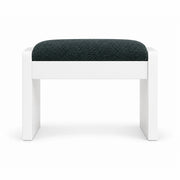 Selandiso Pedicure Footrest with a dark green fabric top, a broad white apron and a white panel frame on a white backdrop.